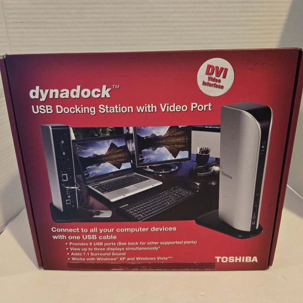 Toshiba Dynadock USB Docking Station with VGA for‎ Windows XP-Vista (Brand New)